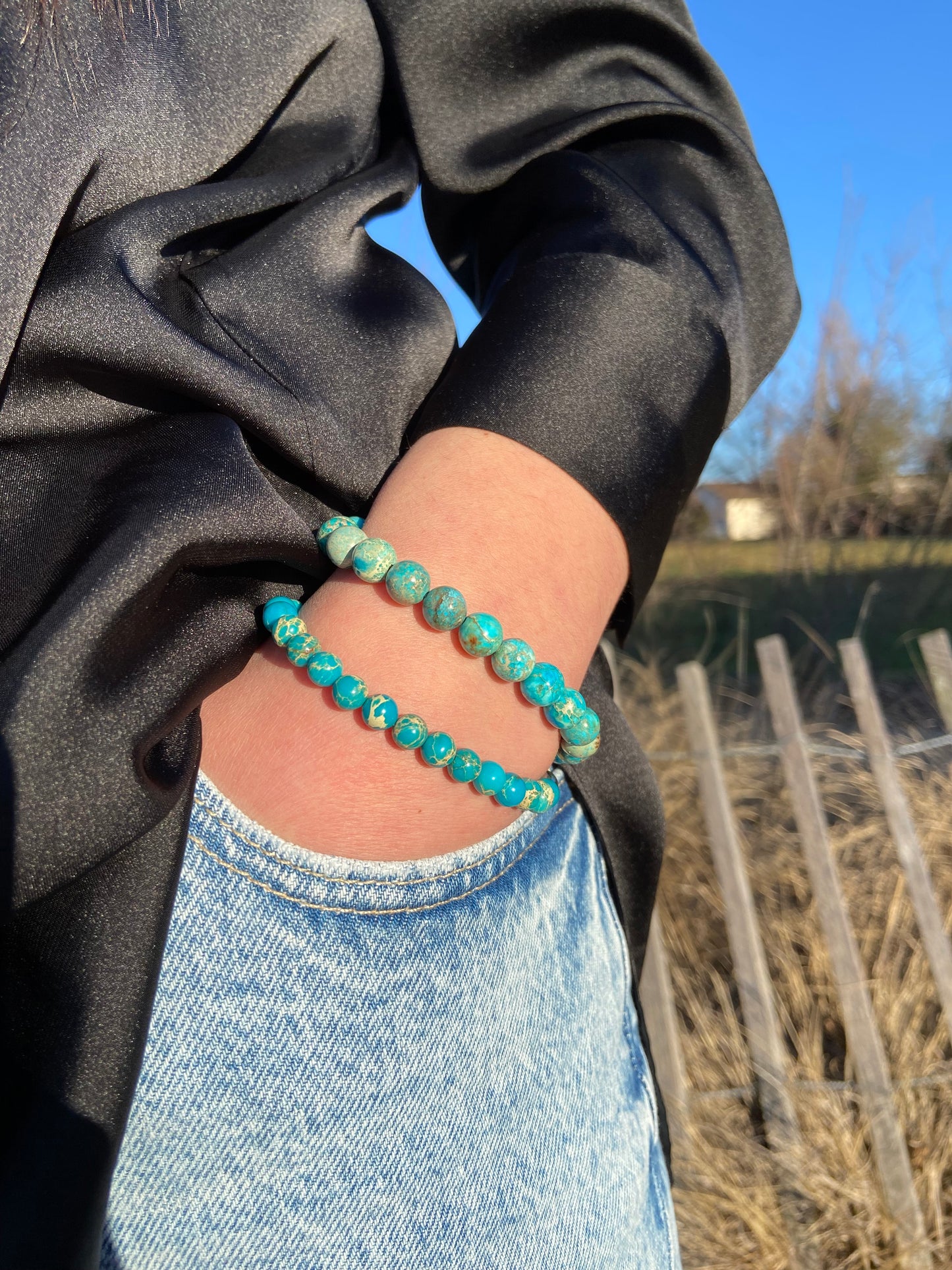 Bracelet Jaspe Impression Turquoise