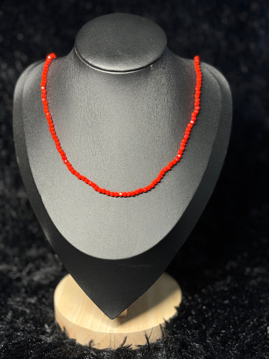 Collier fantaisie rouge opaque